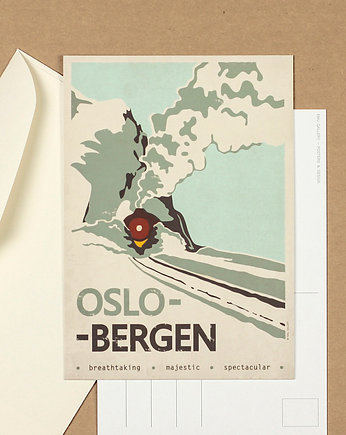 Pocztówka, Oslo-Bergen, Skandynawia, Norwegia, Galeria EMU