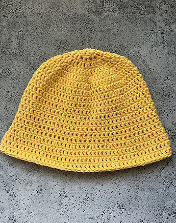 Letni bawełniany kapelusz bucket hat żółty, Made by Jaga