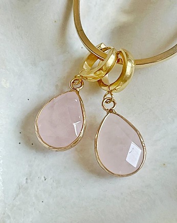 Kolczyki kajdanki - kryształ górski różowy, Gleeme Jewellery