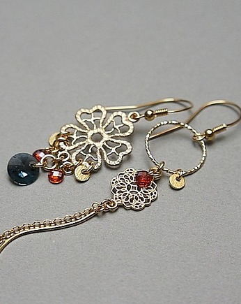 Kolczyki pozłacane Asymmetric flower , Katia i krokodyl