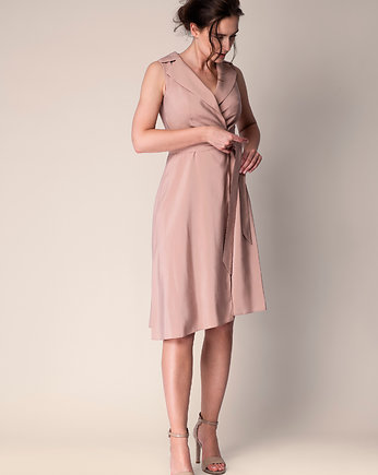 Dusty pink dress - lekka asymetryczna sukienka zgaszony róż, SOFISTIQUE