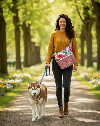 Torebko-plecak 2w1 z kwiatowym wzorem i sztruksem Tp01, Pracownia25