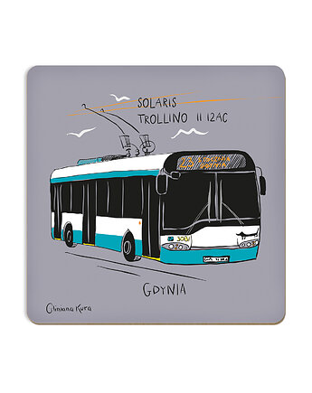 Podkładka pod kubek Gdynia Trolejbus Solaris Trollino II 12AC, Gliniana Kura