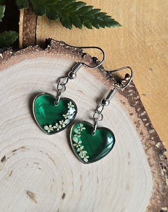 Kolczyki srebrne prawdziwe kwiaty serca turkusowe serduszka, zkwiatem