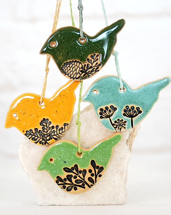 Ceramiczne ozdoby choinkowe - kolorowe ptaszki, 10FingersArt
