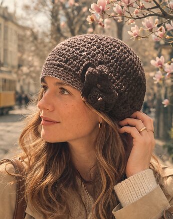 Czapka retro z wełny, Las i Łąka