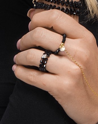 Pierścionek potrójny Swarovski Black, AFRODITTE COLLECTION