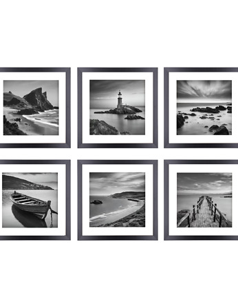 30x30 oprawione zdjęcia czarno białe galeria ścienna morskie, black dot studio