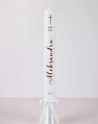 Personalizowana świeca gromnica do chrztu, White Willow 