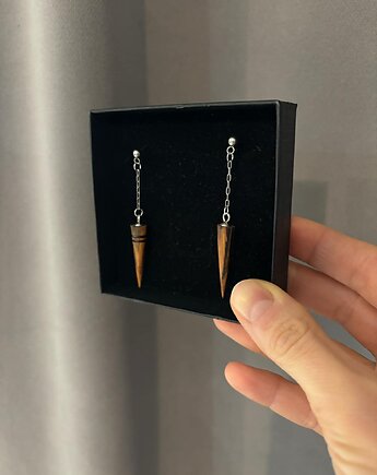 Kolczyki drewniane Whisky, Jędzior Jewellery