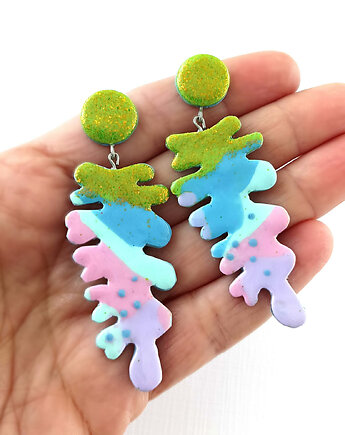 Długie Kolorowe Nowoczesne Kolczyki, OMIFIMO