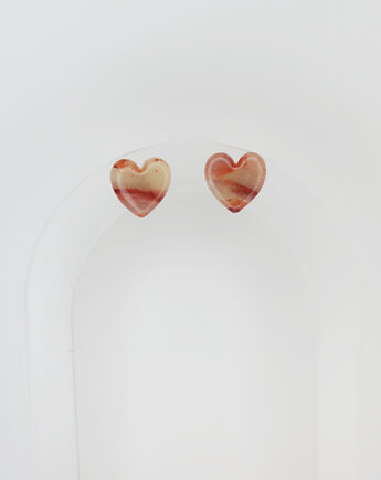 Kolczyki Gemstone - czerwone serca, freska