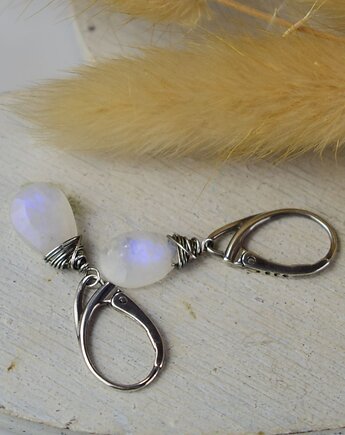 Kamień księżycowy krople - srebrne kolczyki, Sunflower Kornelia Kubinowska