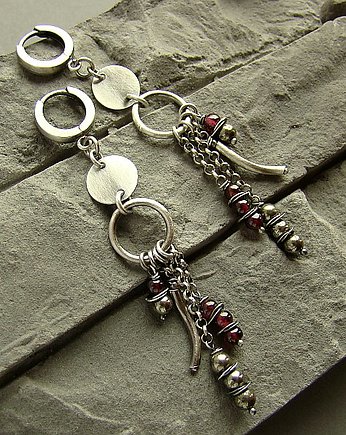 Kolczyki Granat i piryt, RayOfArt