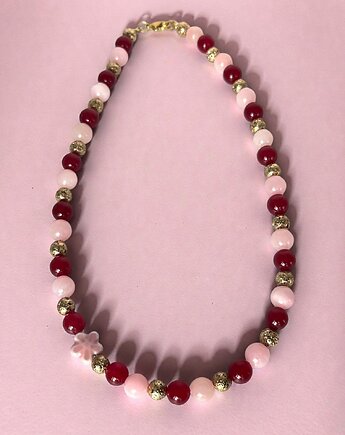 Choker z różowego jadeitu, granatu i złotej lawy, Messme