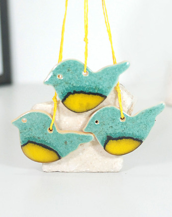 Ptaszki ceramiczne sikorki - wiszące dekoracje do domu, 10FingersArt