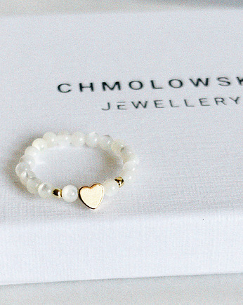 Pierścionek elastyczny kamień księzycowy, Chmolowska Jewellery