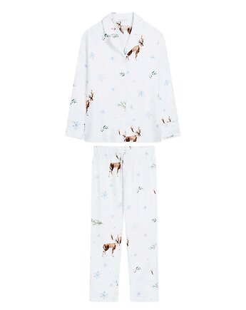 Piżama Renifery długa, White pocket