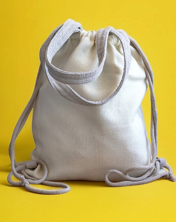 Torba plecak 2w1 w plecionej tkaniny ecru, raspberi