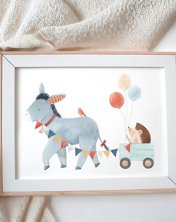 PLAKAT DLA DZIECKA ilustracja akwarelowa zwierzątka, black dot studio