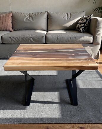Stolik kawowy z drewna i żywicy epoksydowej, BooGoo