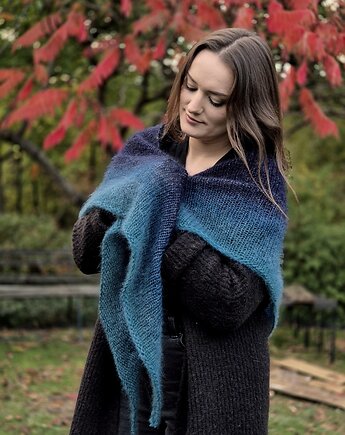 W głębi oceanu / puchata chusta, agat handmade