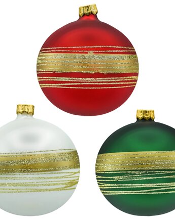 Bombki okrągłe ze złotymi pasami: 3 kolory, Syn Bombkarza