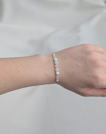 Pastelowa bransoletka - perły, kwarc i akwamaryn, Moui