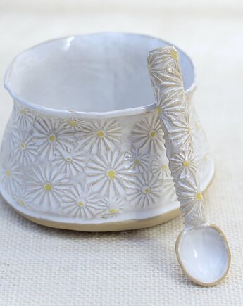 Cukiernica z łyżką w stokrotki, GOceramika