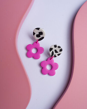 Kolczyki MINI kwiatki MAGENTA