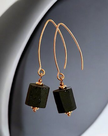 Turmalin surowy : kolczyki długie : glam, kaktusia