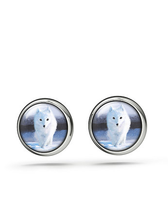 Kolczyki - Biały lis - sztyfty mini, yenoo