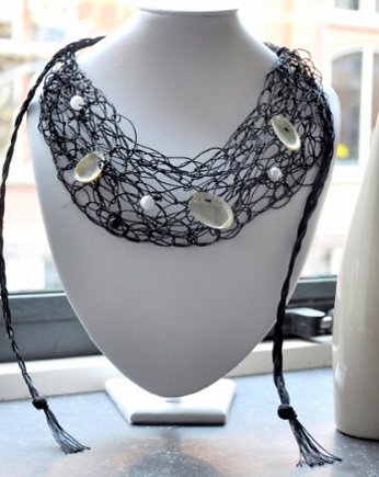 Lniany naszyjnik, cynamonn