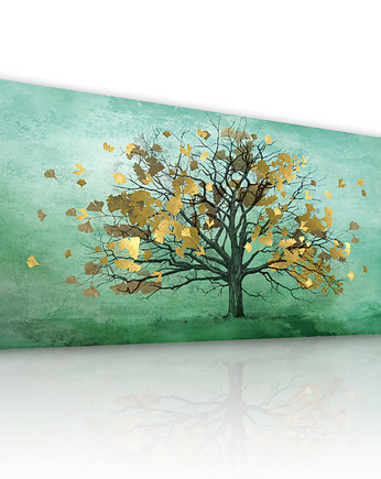 Obraz na płotnie Drzewo złote liście- 120x50, OKAZJE - Prezent na Ślub