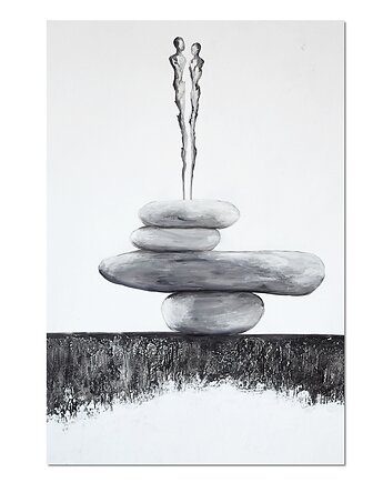 Balancing act I, obraz do salonu na płótnie, minimalistyczna abstrakcja zen, Galeriai