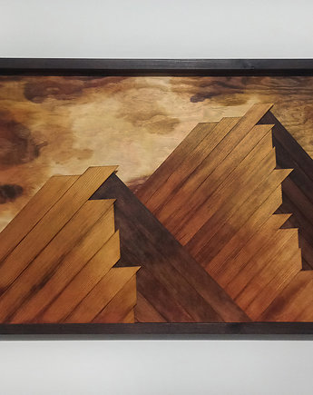 Obraz z drewna 3D. Pejzaż górski. Mozaika drewniana dekoracja na ścianę, pracownia ReThing