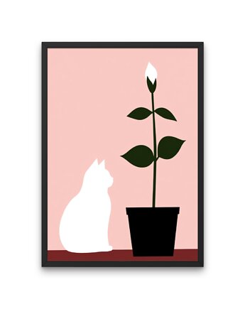 Plakat - A cat & a flower, Harry Monkey