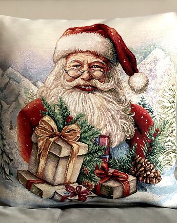 Poduszka gobelinowa na gwiazdkę z Mikołajem, MOJAMAJA