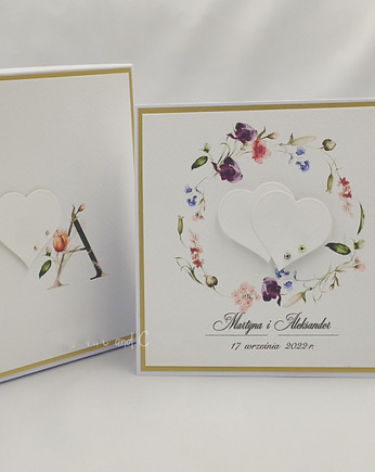 Kartka ślubna w pudełku z inicjałami Młodej Pary, W34, Anna Art and Crafts