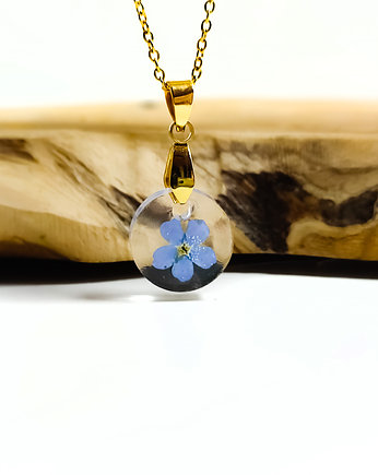 Okrągły naszyjnik z niezapominajką złoty, Lovely Jewellery
