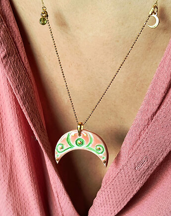 Naszyjnik pozłacany Lunula Różowa Magia Kolekcja Parian, ZIĘBA