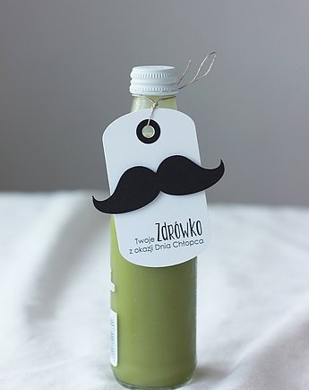 Wąsy. Zawieszka na butelkę, papierkarnia
