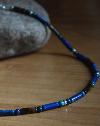 Lapis lazuli  Tygrysie Oko  Chryzokola  Naszyjnik męski, Galeria Niepodzielone