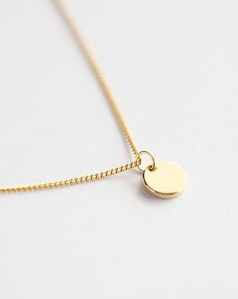 16k Gold Plated Small Round Tag Necklace, Le Boho Bleu