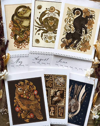 Kalendarz 2026, Kalendarz ścienny, kalendarz fauna i flora, 2 wersje: PL i ANG, Żaneta Antosik PRINTS