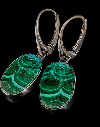 Kolczyki srebrne malownicze malachity, Pracownia Neores