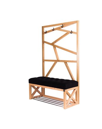 Ławka Szafka Pufa Pikowane Siedzisko Czarny Wieszak LPP-68, EMRA WOOD DESIGN