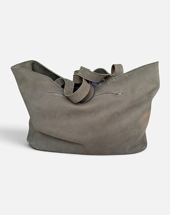 Shoper bag oliwkowy khaki nubuk naturalny, Łagoda