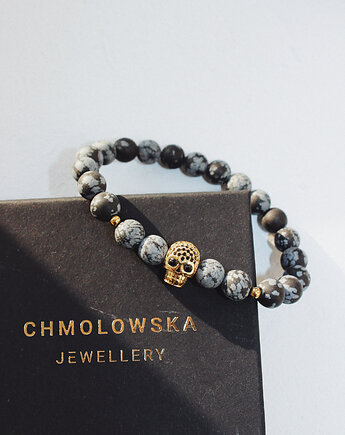 Bransoletka  męska Obsydian Czaszka, Chmolowska Jewellery