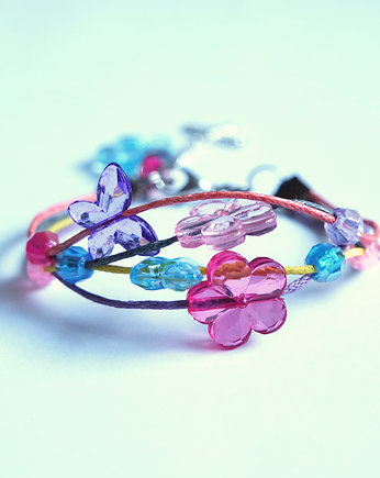 Bransoletka - Motylki, kwiaty 1 - sznureczki - dla dzieci, yenoo